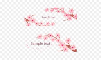 Cherry blossom Banner - Vector pink Japanese elements cherry tree branches 