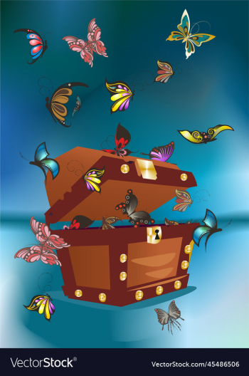 chest with butterflies chest with butterflies