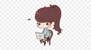 Chibi Png Transparent Images - Chibi Girl On Computer Chibi Png Transparent Images - Chibi Girl On Computer