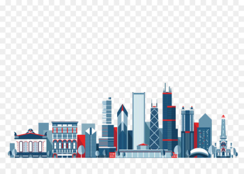 Chicago New York City Skyline Illustration - Skyscraper apartment buildings 