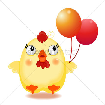 Chick with balloons Chick with balloons