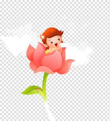 Child Cartoon Flower, Children's cartoon hand-painted flower child transparent background PNG clipart