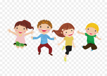 Child Cartoon Illustration - Children jump Child Cartoon Illustration - Children jump