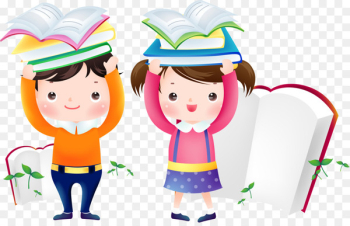 Child Cartoon Learning Silhouette - Vector cartoon books against children 