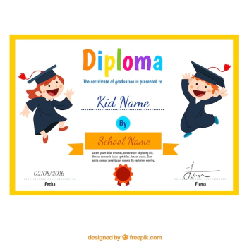 Child diploma with funny children Child diploma with funny children