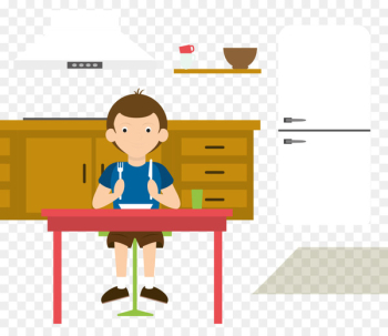 Child, Eating, Drawing, Table, Cartoon PNG
