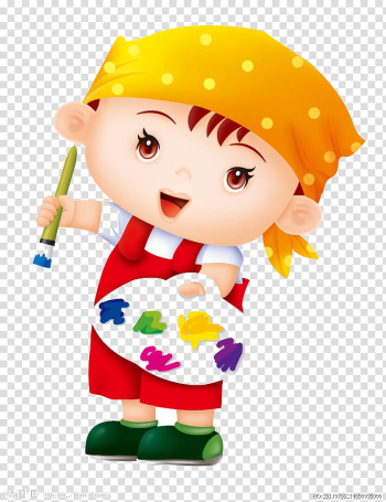 Child holding painting pan and brush illustration, Paintbrush Palette Microsoft Paint, Kids coloring transparent background PNG clipart