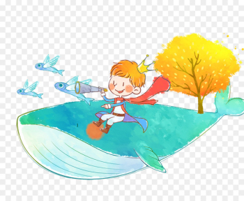 Child Illustration - Whale on the little prince Child Illustration - Whale on the little prince