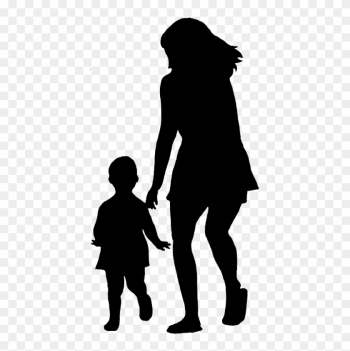 Child Silhouette Man Clipart Black And White - Silhouette Woman And Baby