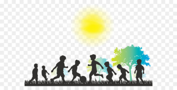 Child Silhouette Play Illustration - Vector happy childhood silhouette 