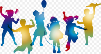 Child Silhouette Vexel - Colored silhouettes of children jumping 