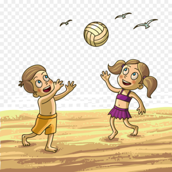 Child Summer Royalty-free Illustration - Children's beach volleyball 