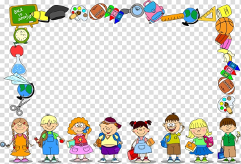 Children and item illustrations frmae, School Frames , school transparent background PNG clipart