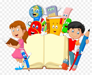 Children Clipart - Book And Pencil Cartoon