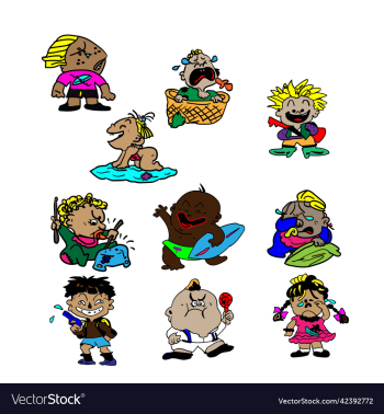 children in strange costumes on white background children in strange costumes on white background