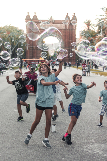 Children Playing Bubbles Children Playing Bubbles
