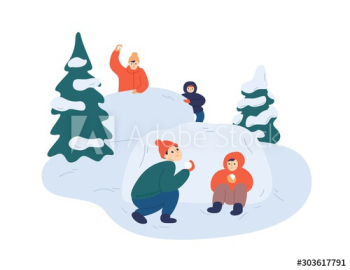 Children playing snowballs vector illustration Children playing snowballs vector illustration