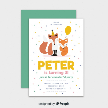Children's birthday invitation template Free Vector Children's birthday invitation template Free Vector