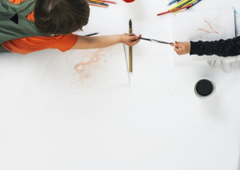 Children Sharing Paint Brush Children Sharing Paint Brush