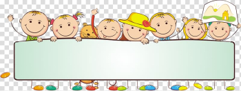 Children with banner , Child Banner Placard Illustration, Cute cartoon children illustrations transparent background PNG clipart