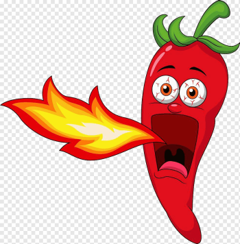 Chili pepper Mexican cuisine Chili con carne Cartoon, Chili voice spit fire, food, voice, illustrator png