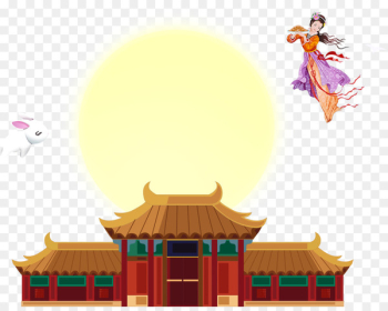 China Building Palace - The traditional China Pavilion and the moon 
