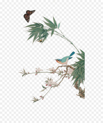 China Gongbi Chinese painting Bird-and-flower painting - Bamboo leaves 
