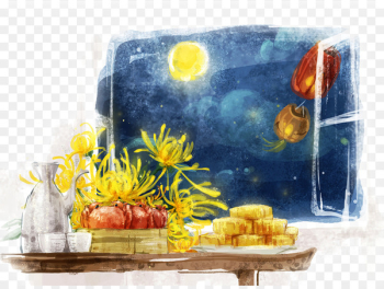 China Mooncake Mid-Autumn Festival Illustration - Mid Autumn Festival ink painting 