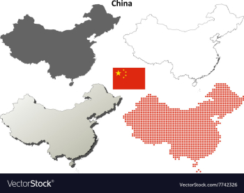 China outline map set vector image China outline map set vector image