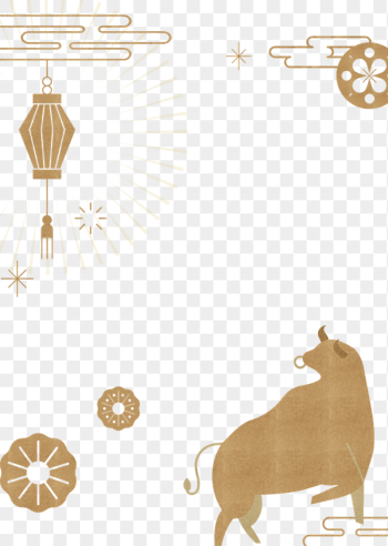 Chinese bull png gold border | Free PNG - rawpixel