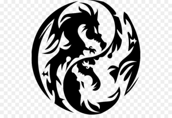 Chinese dragon Japanese dragon Stencil - yin yang Chinese dragon Japanese dragon Stencil - yin yang