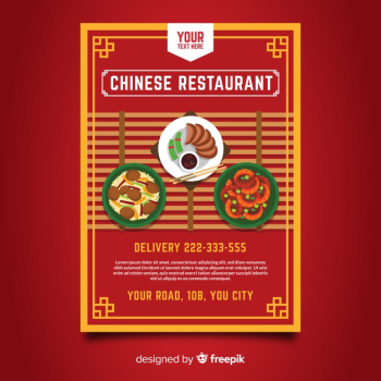 Chinese food dishes flyer template