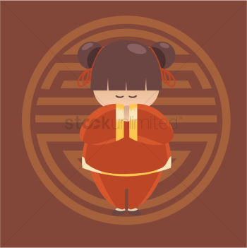 Chinese girl with chinese new year gesture