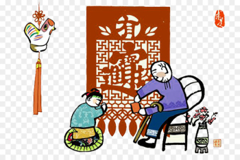 Chinese New Year 1u67081u65e5 Bainian 1u67082u65e5 Lunar New Year - Red Chinese style sun dress decoration pattern 