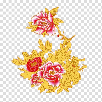 Chinese New Year Fu Papercutting Gold, Phnom Penh Peony transparent background PNG clipart