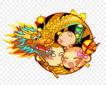 Chinese New Year Lunar New Year Happiness Wish - Dragon monkey 