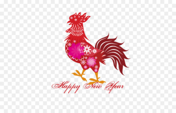 Chinese New Year New Years Day Rooster - Big red flower chicken 