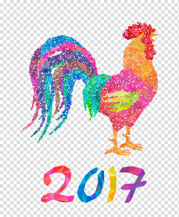 Chinese New Year Rooster New Years Day New Year card, Color cock transparent background PNG clipart