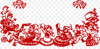 Chinese New Year Silhouette Papercutting Chinese paper cutting Red envelope - New Year fancy folk dances window designs 