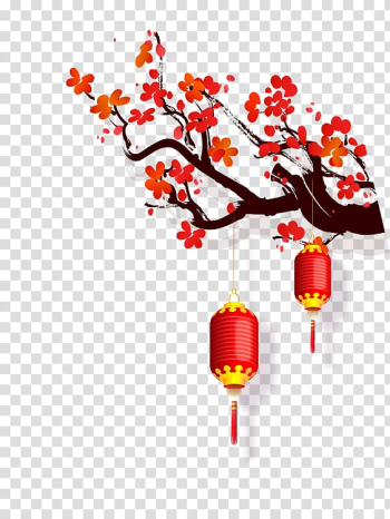 Chinese New Year Yi Ci Lantern, Plum flower transparent background PNG clipart