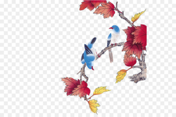 Chinese painting Bird-and-flower painting Mural Gongbi Portable Network Graphics - flying bird 