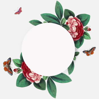 Chinese painting featuring flowers blank circle frame vector