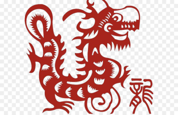 Chinese zodiac Chinese New Year Chinese dragon Lunar calendar Papercutting - Red Chinese Dragon decorative elements 