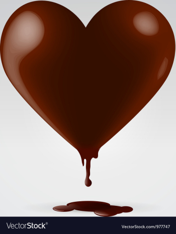 Chocolate dripping hot heart vector image Chocolate dripping hot heart vector image