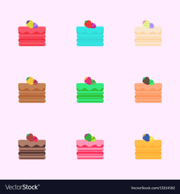 Chocolate strawberry cakes set vector image Chocolate strawberry cakes set vector image