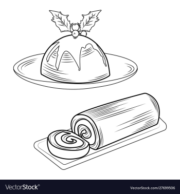 Chocolate swiss roll cake with cherry vector image Chocolate swiss roll cake with cherry vector image