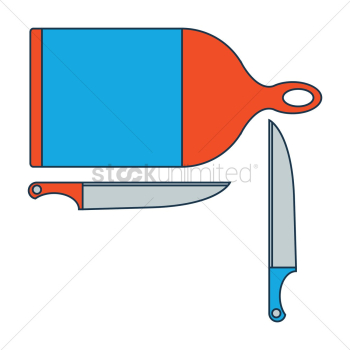 Chopping board and knives Chopping board and knives