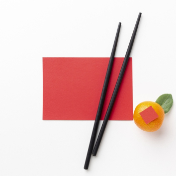 Chopsticks and card mock-up chinese new year Free Photo