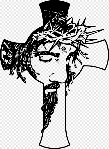 Christian cross Christianity Crucifix, jesus christ, love, monochrome, head png