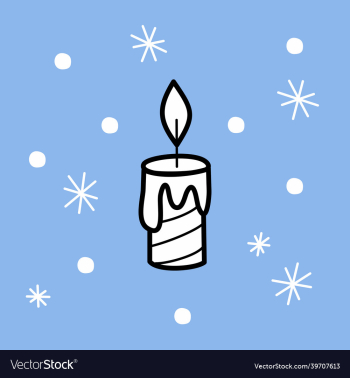 christmas candle on light blue square background christmas candle on light blue square background